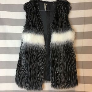 Mono B Faux Fur Black/White Vest